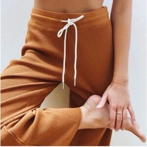 MATE the label organic waffle thermal wide leg pant size medium